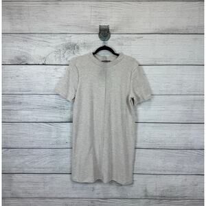 Zara Women's Cream Soft Knit Short Sleeve Mock Neck Sweater Dress Size Medium